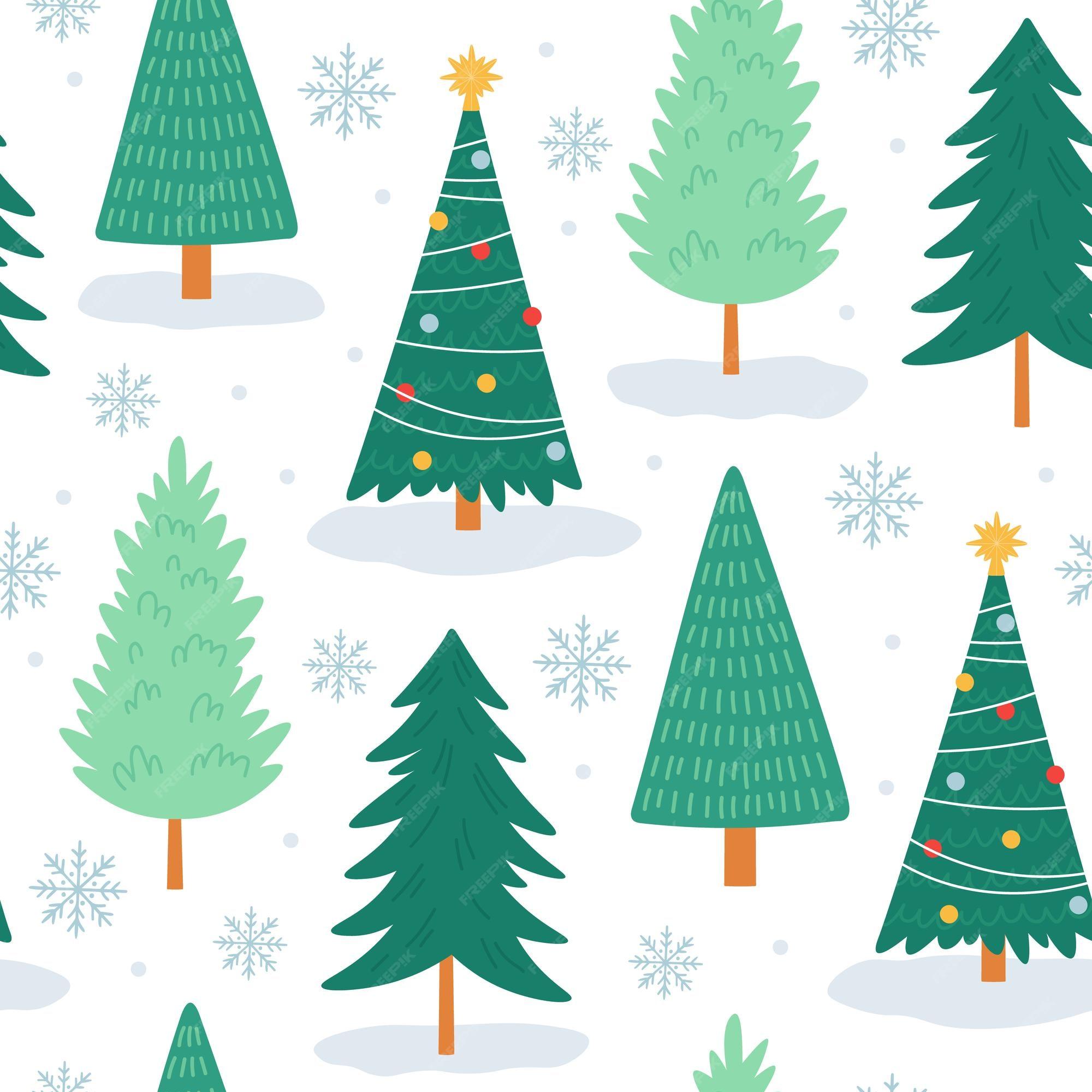Premium Vector Christmas tree seamless pattern noel print with