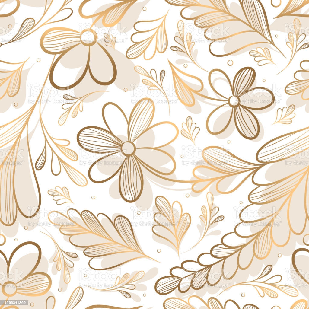 Gold And Beige Floral Seamless Pattern Vintage Vector Ornament