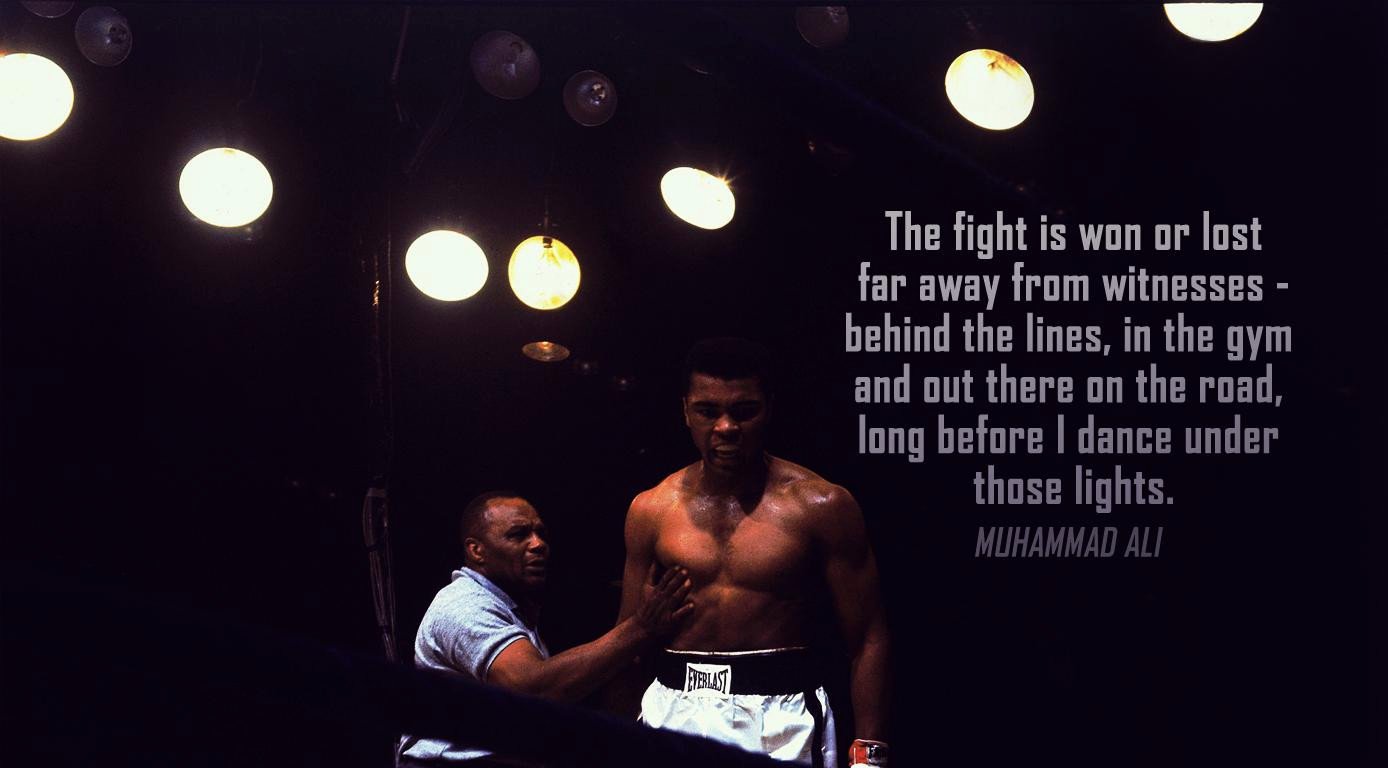 Motivational Wallpaper on winning The fight is won by Muhammad Ali 1388x768