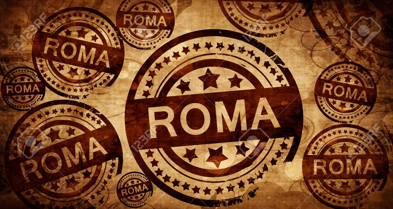 Roma Vintage Stamp On Paper Background Stock Photo Picture And