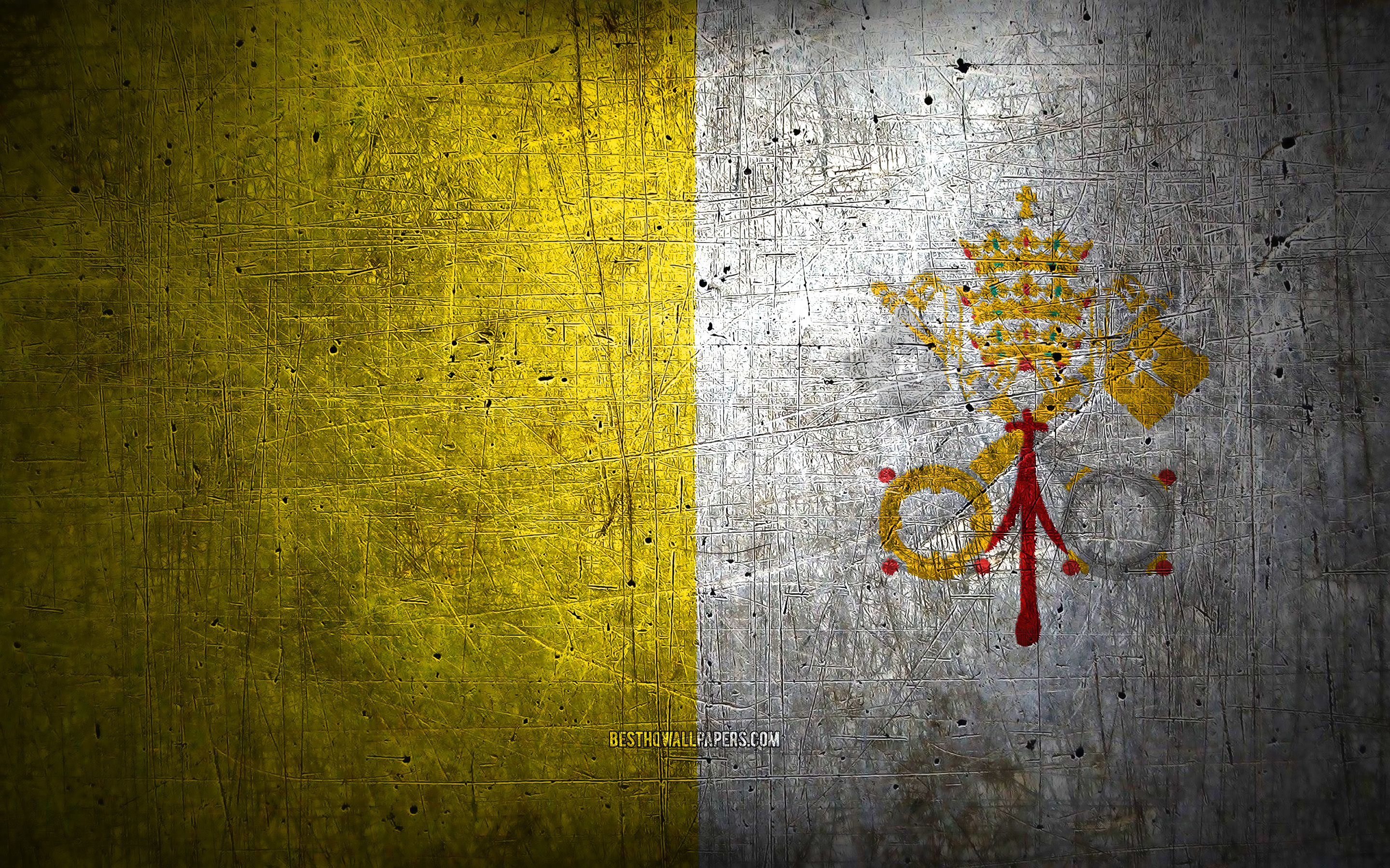 Wallpaper Vatican Metal Flag Grunge Art European