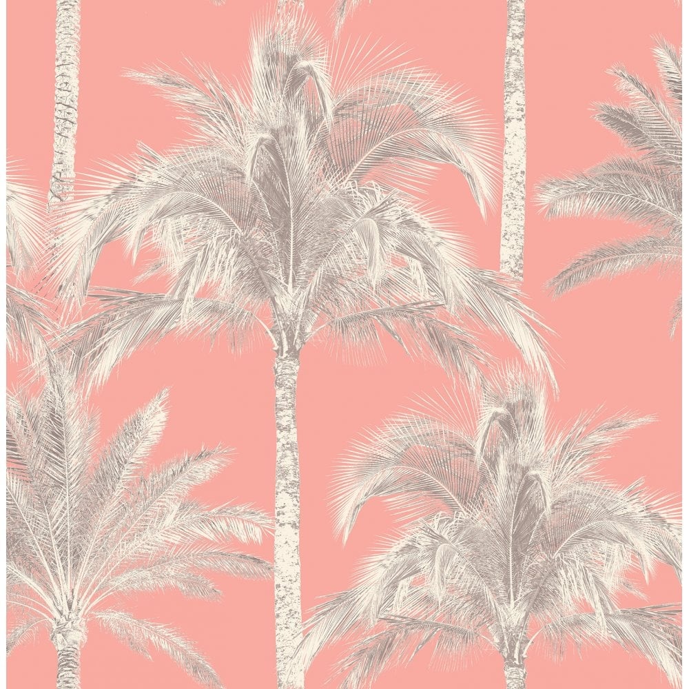 Fine Decor Miami Palm Tree Wallpaper Coral Fd40905