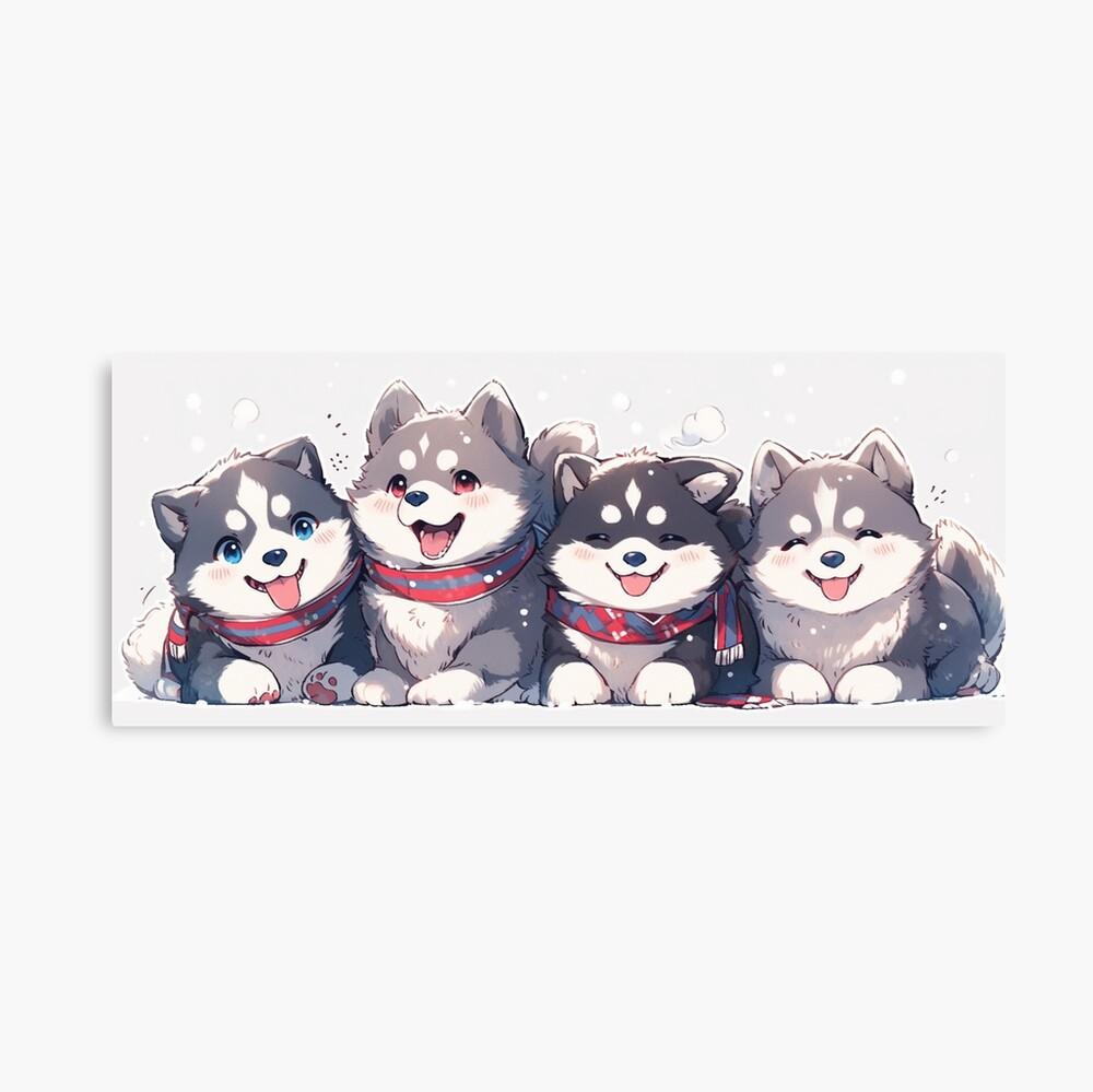 Charming Scarf Wearing Husky Puppies Funny Siberian Hunky Dogs