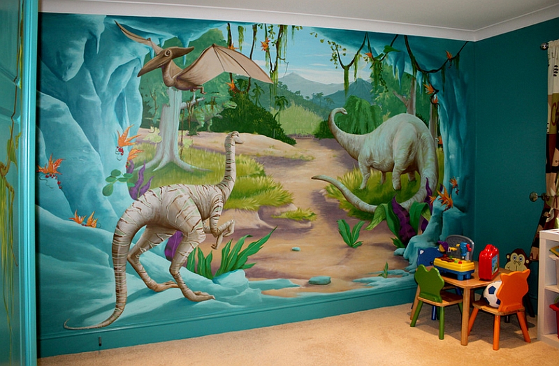 Enliven Your Kids Bedroom With Dinosaur Themed Wall Art And Murals
