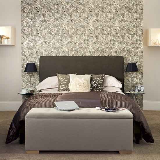 Free Download Chic Grey Bedroom With Floral Feature