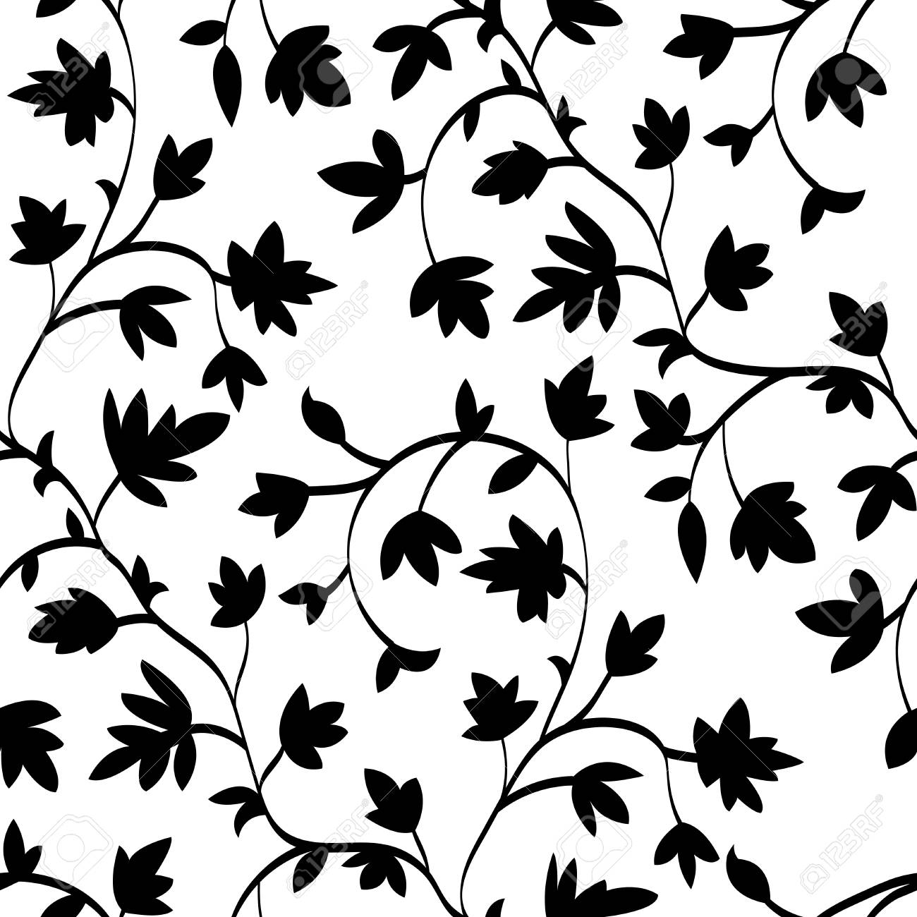 Seamless Floral Pattern With Branches And Leaves Abstract Texture