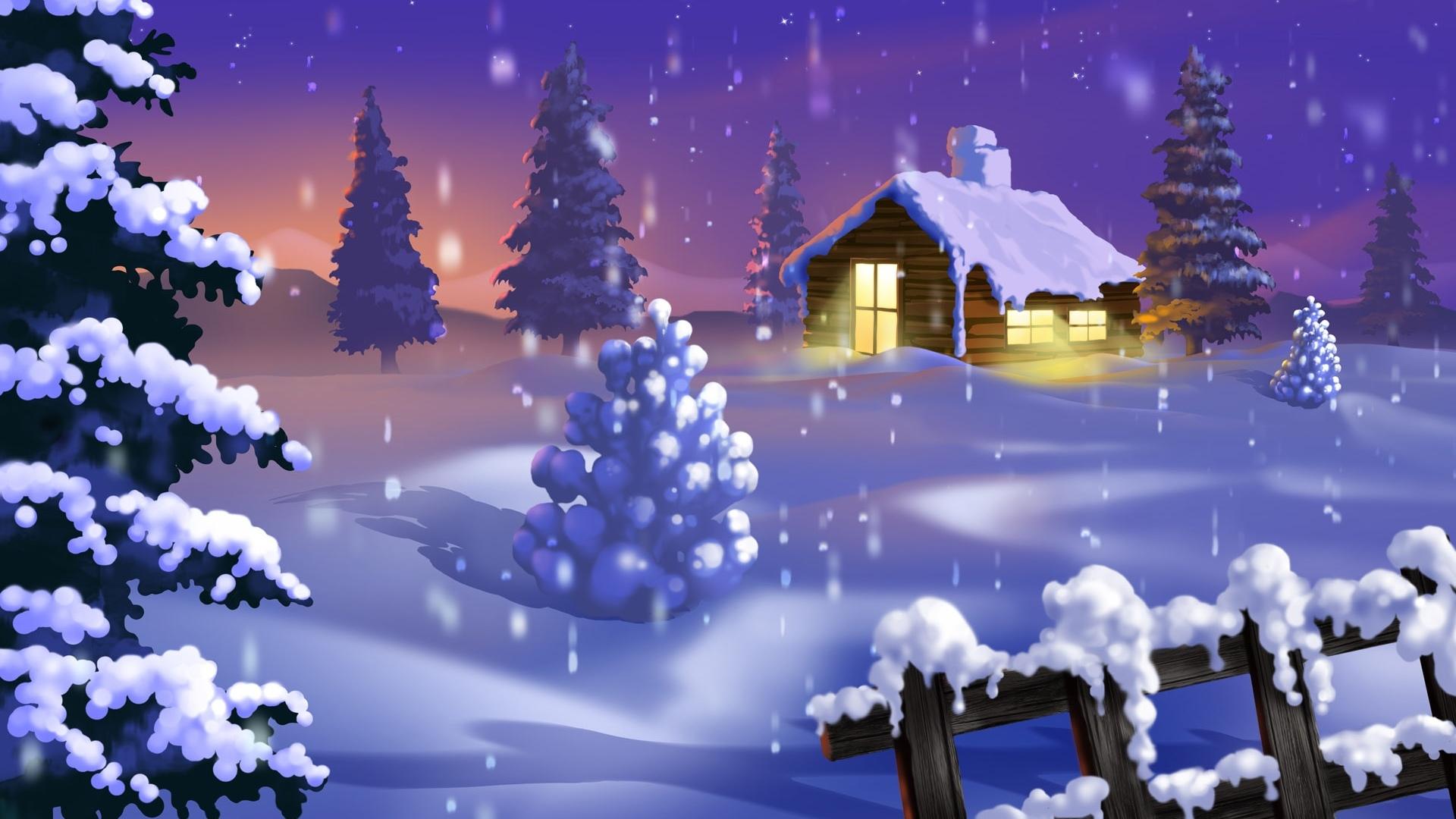 Beautiful Christmas Snowfall HD Wallpaper Unique