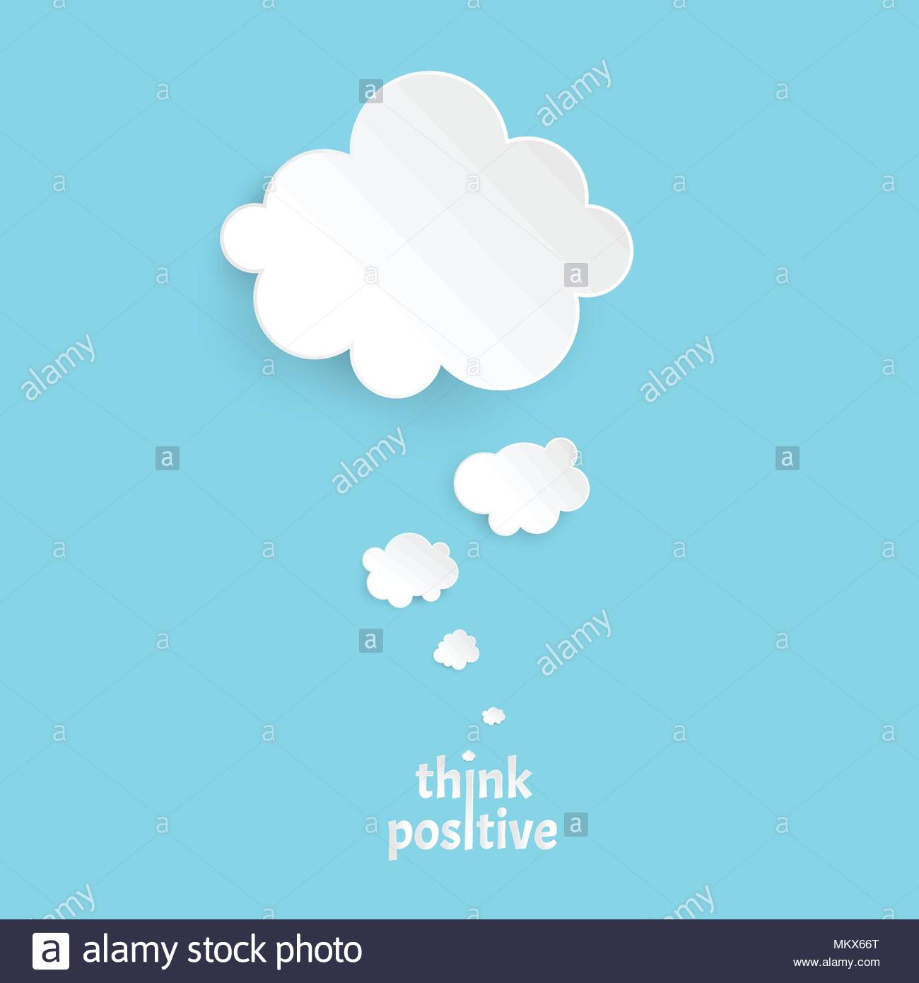 Think Positive Infographic Design White Thought Bubble On The Blue