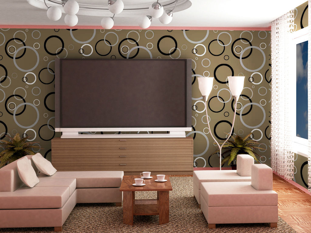 High Quality Modern Brown Circle Pattern Vinyl Wallpaper Living TV