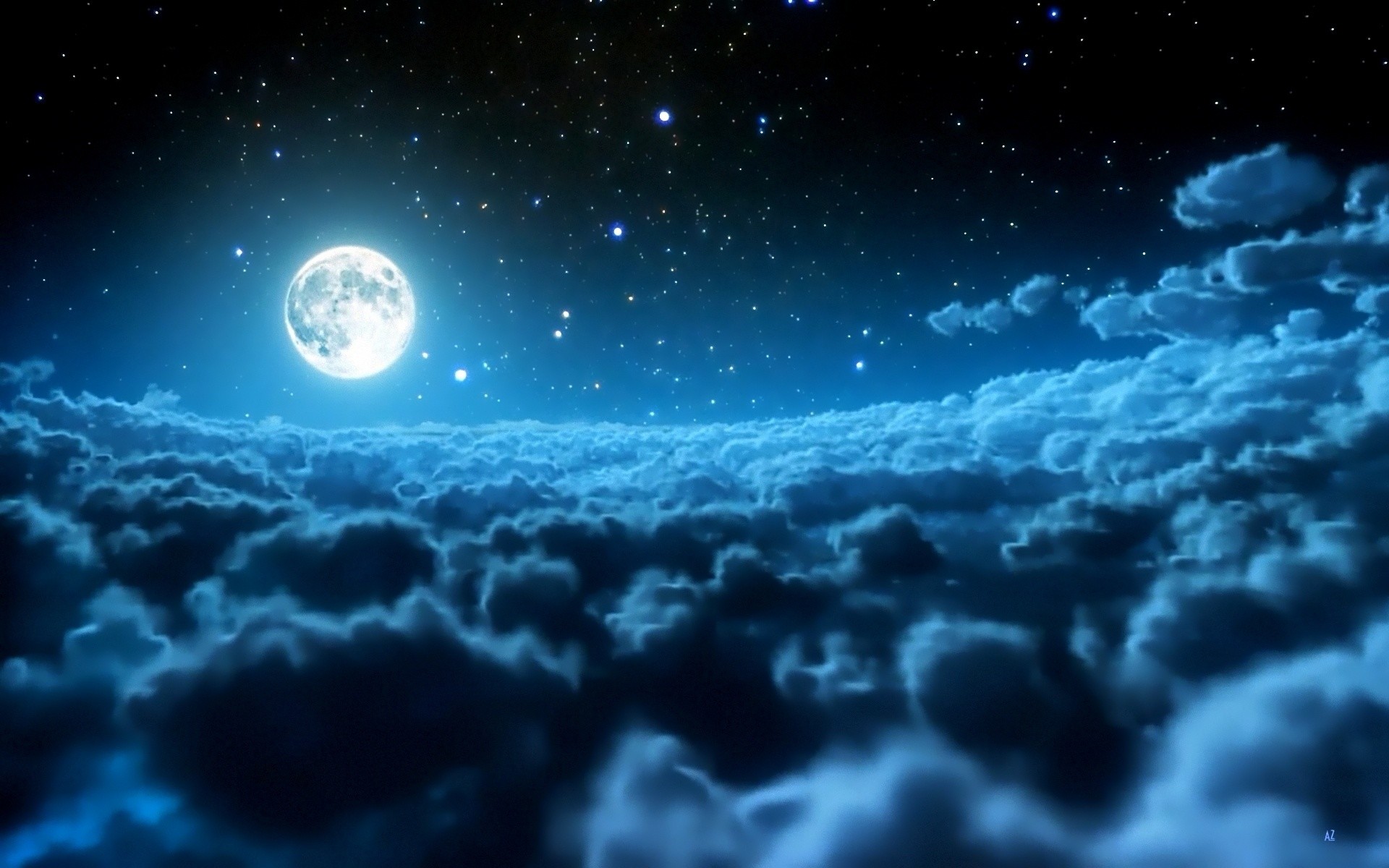 Moon And Stars Desktop Wallpaper Image