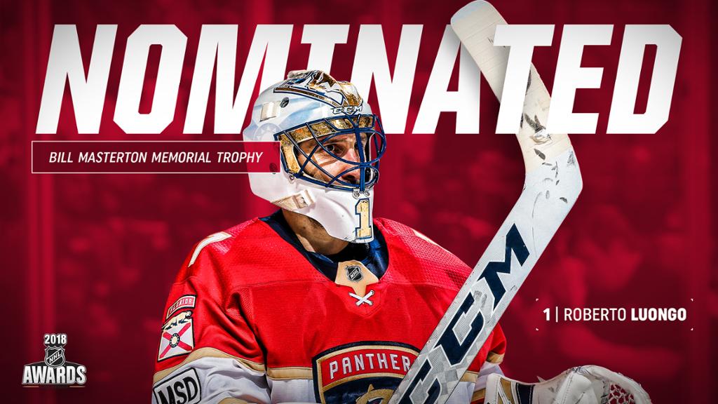 Panthers Goaltender Roberto Luongo Named A Finalist For Masterton