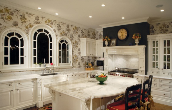 Floral Wallpapered Kitchen Of Colonial Style Phoenix Az Home
