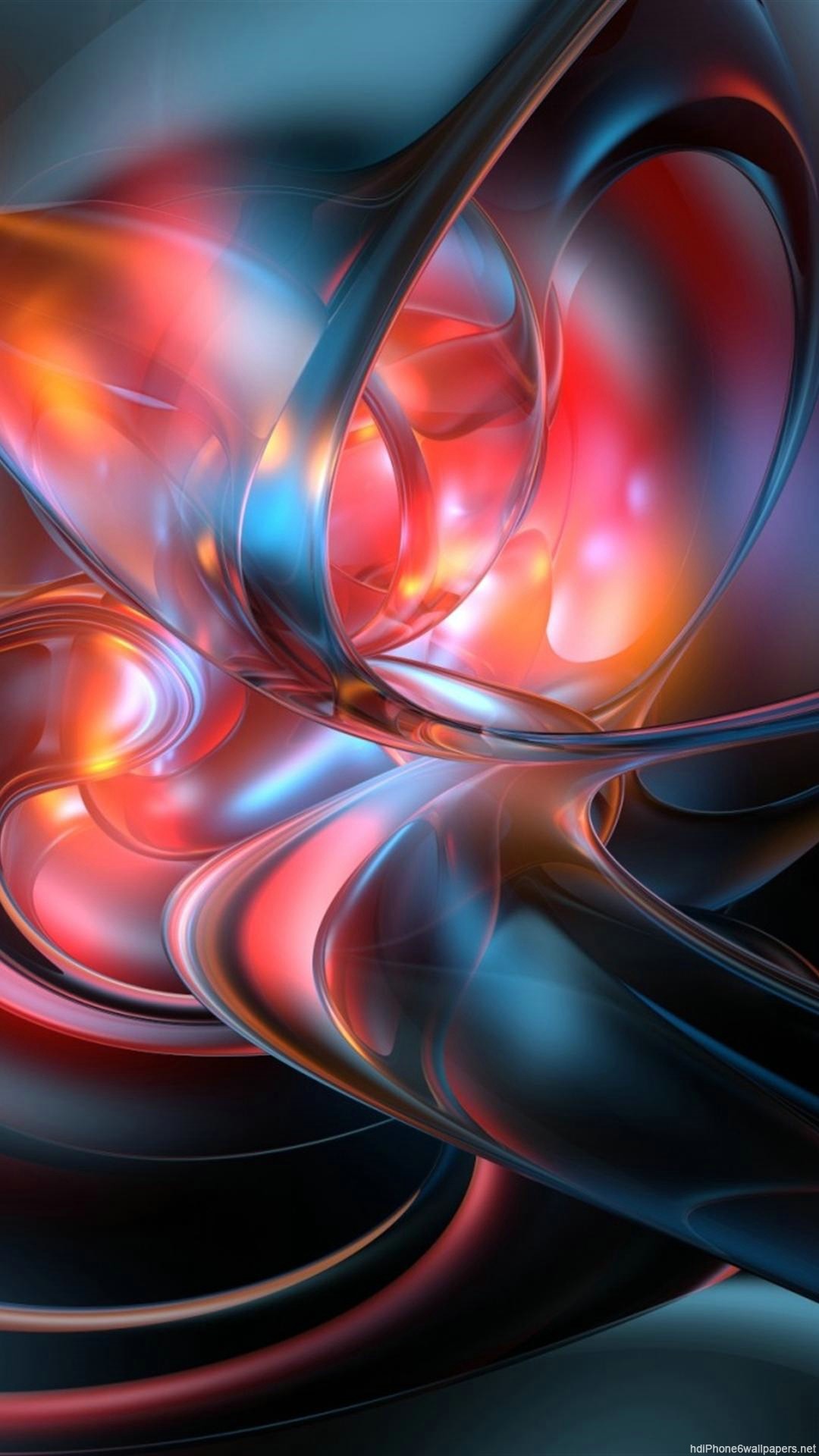 Abstract Swirls of Red and Blue Light on a Dark Background - Cool Phone Wallpaper