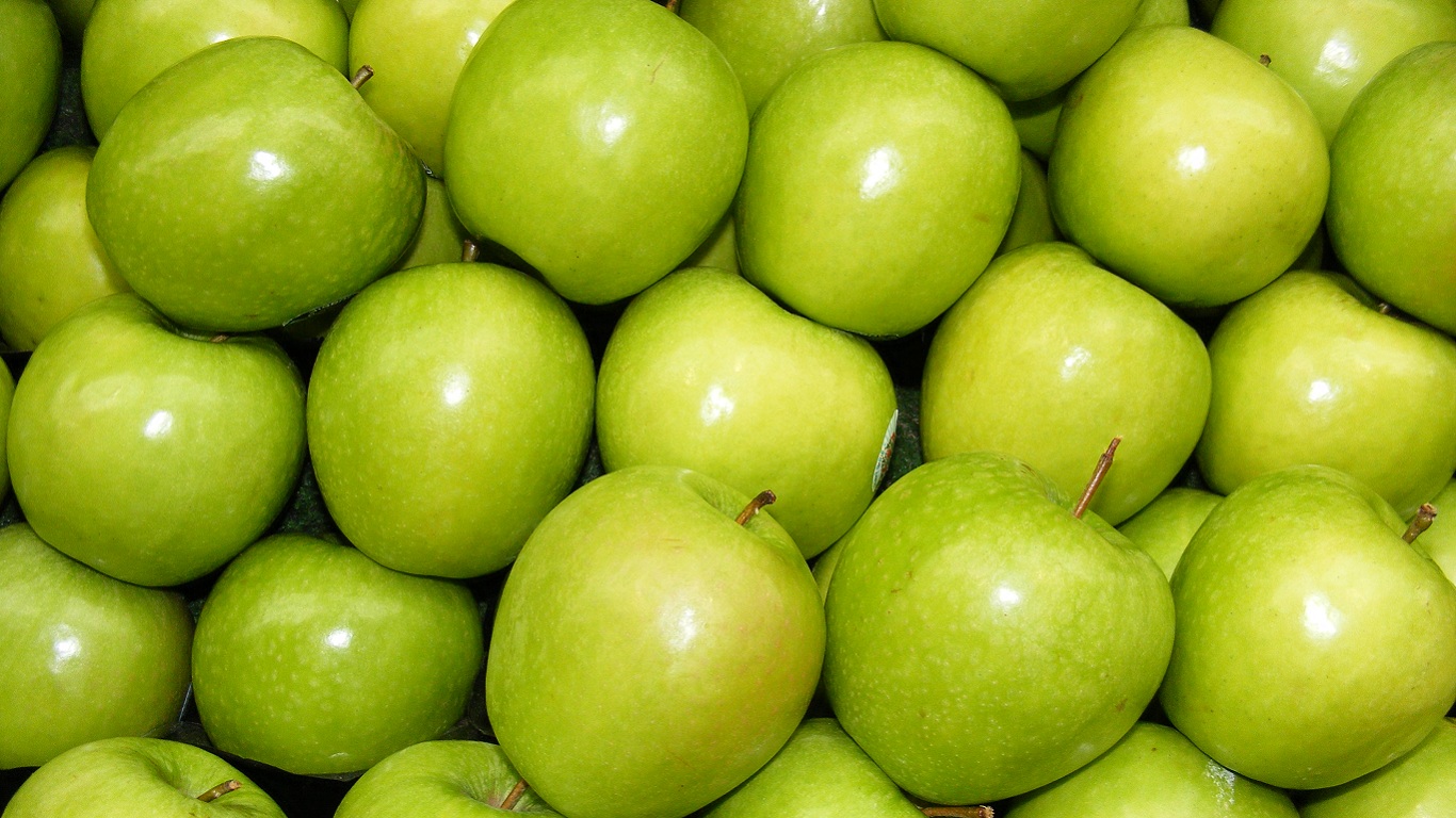 Apple Widescreen Green Granny Smith Fruit Food Wallpaper