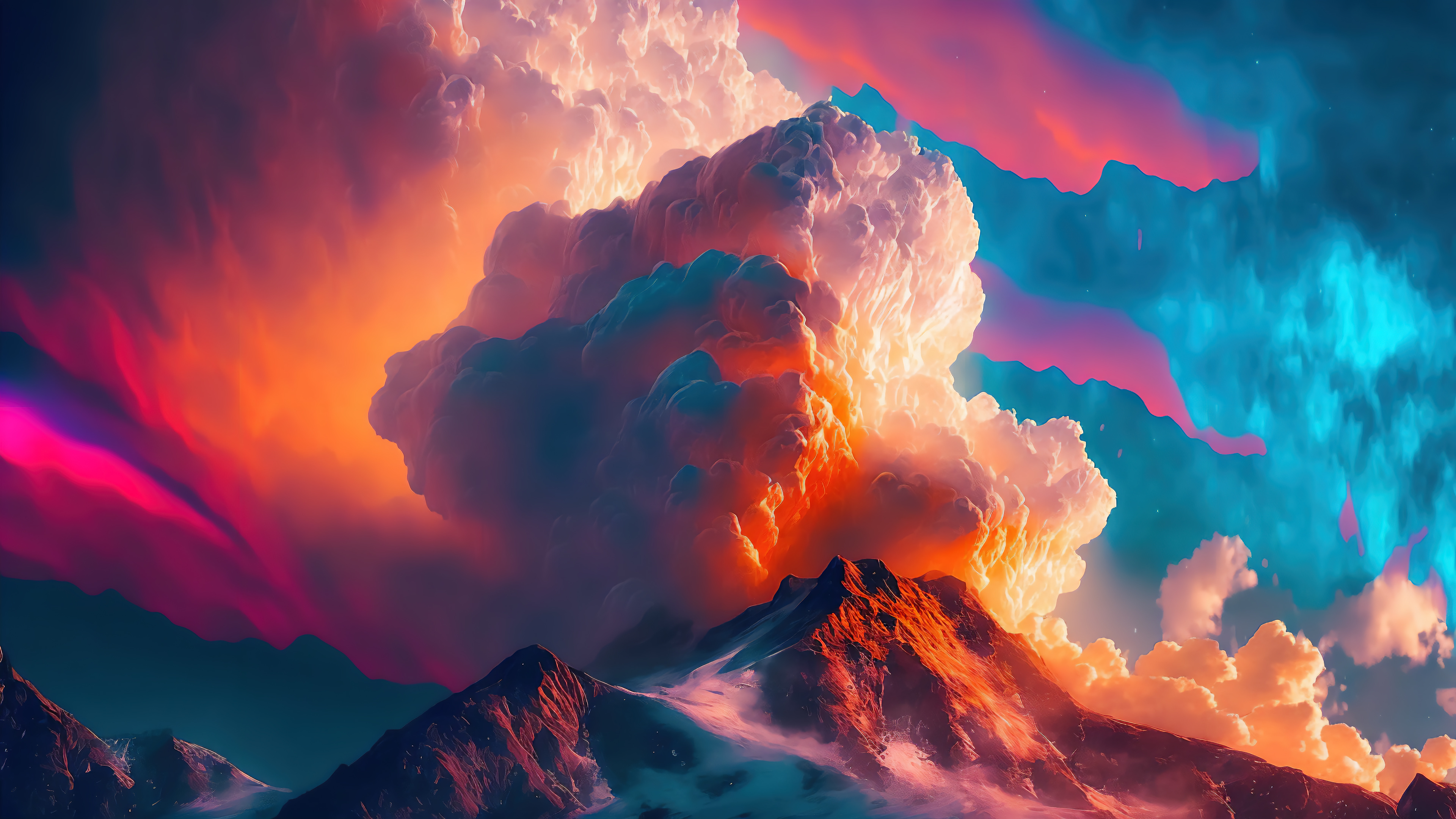 Colorful Clouds Mountain Scenery 4k Wallpaper