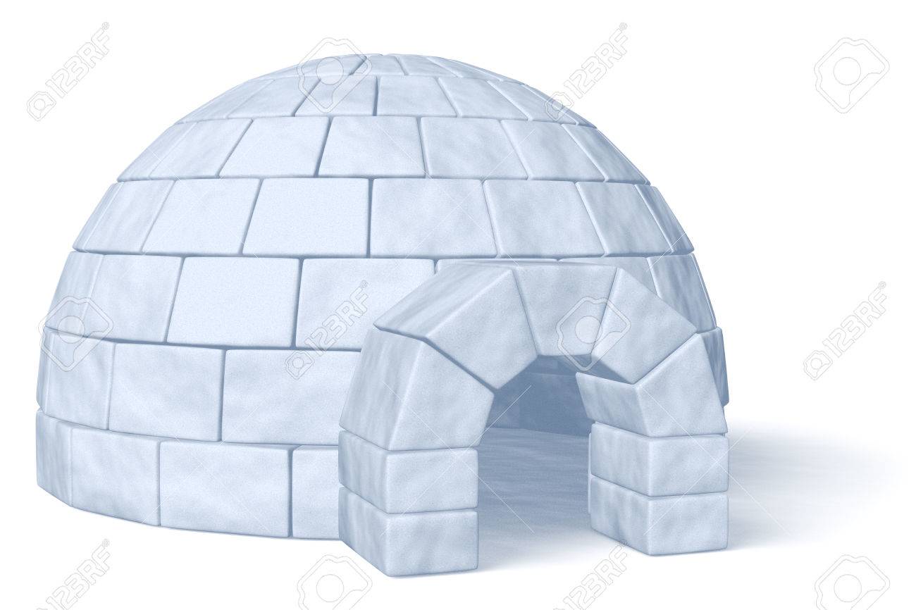 Igloo Icehouse Isolated On White Background Three Dimensional