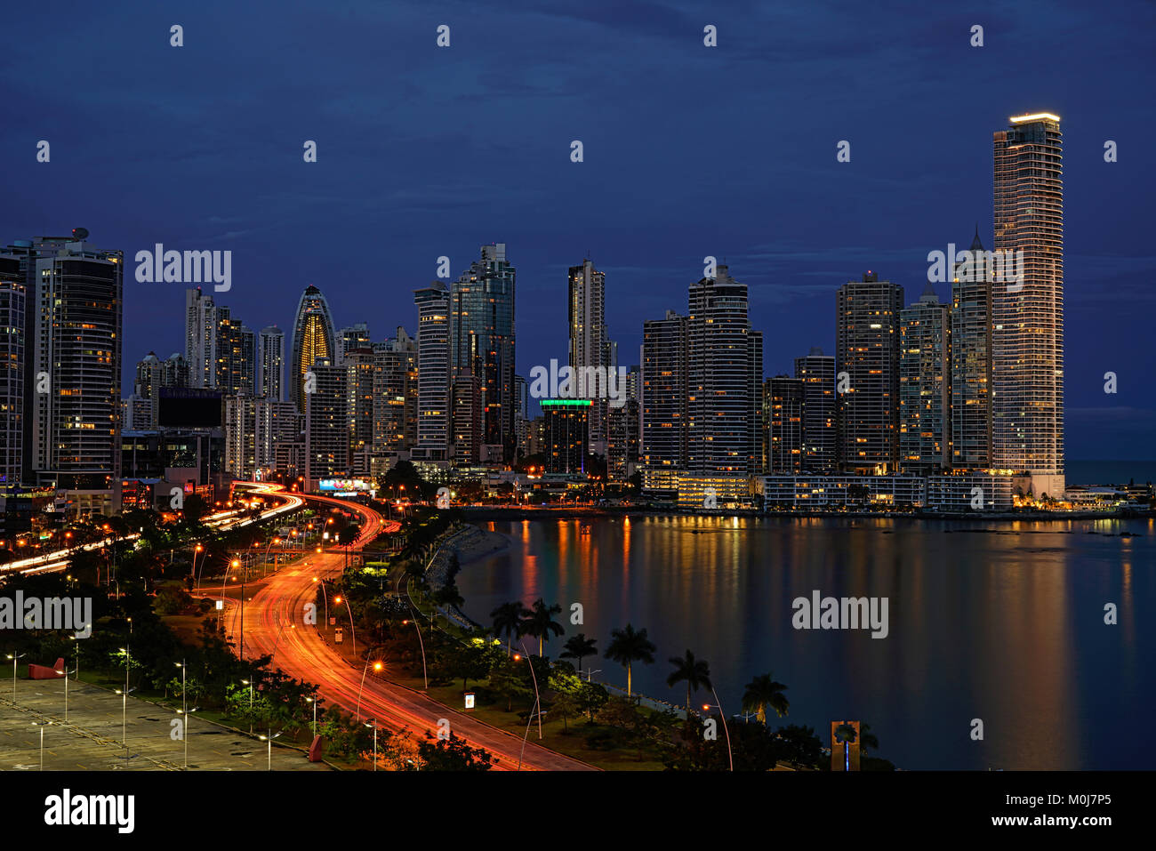 Panama City Skyline From Balboa Avenue Coast Line Cinta