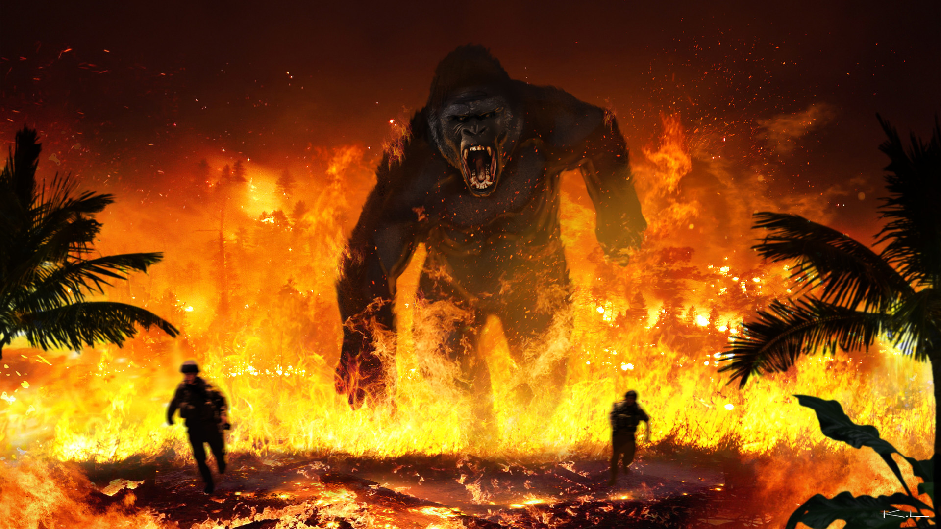 Wallpaper Of Fire King Kong Skull Island Background Film