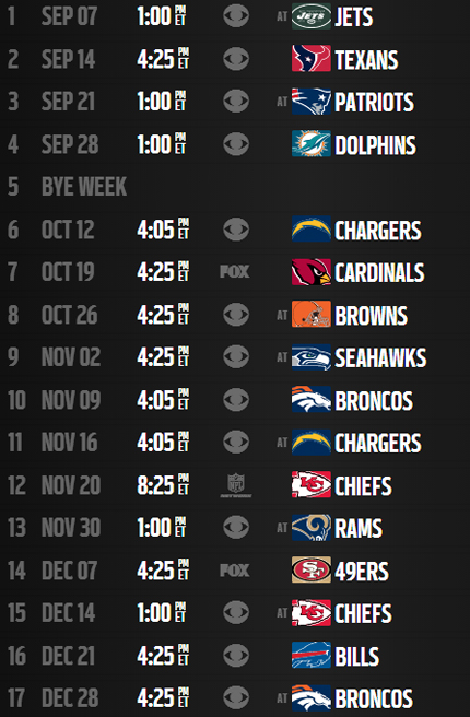 Oakland Raiders Schedule 2014 15
