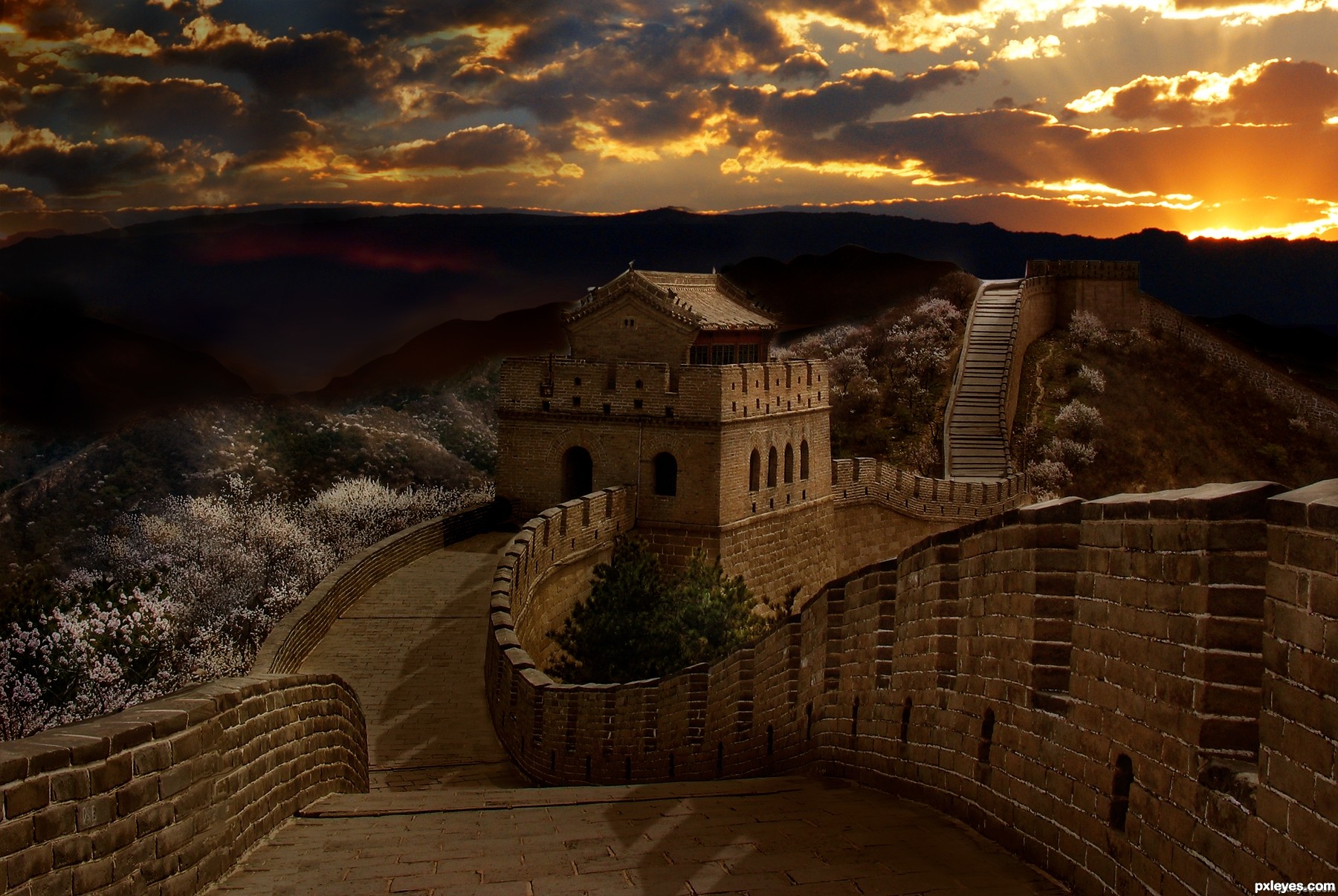 Great Wall At Sunset Picture By Elemare For The