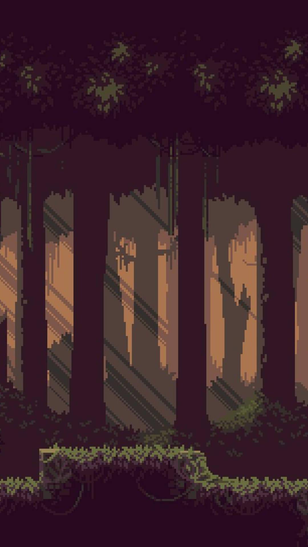Brown Forest In Aesthetic Pixel Art Wallpaper