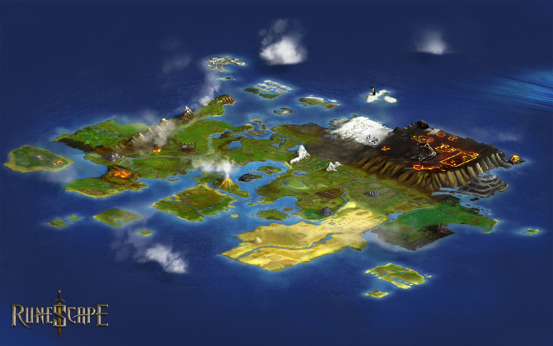 Runescape Fantasy Adventure Map Island City Wallpaper