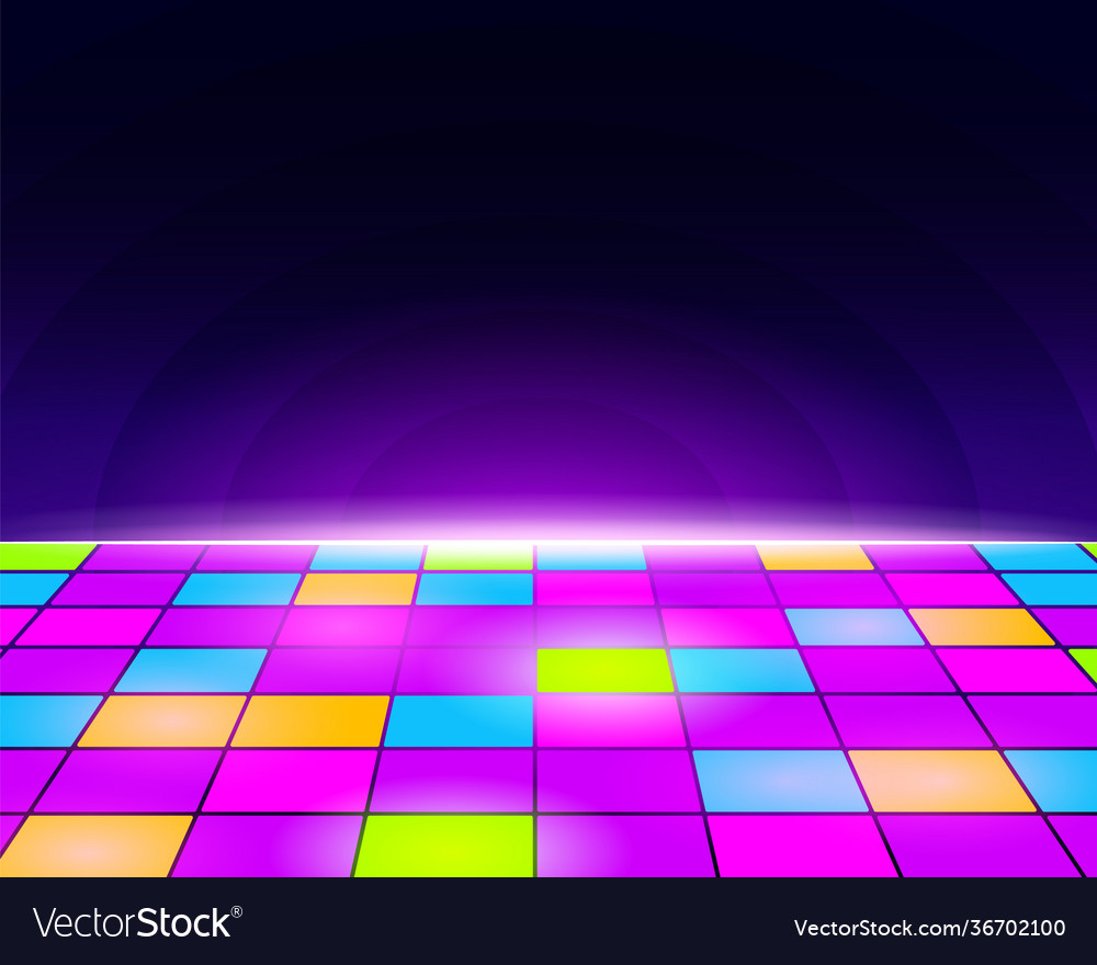 Neon Retro Dance Floor Background Futuristic Vector Image
