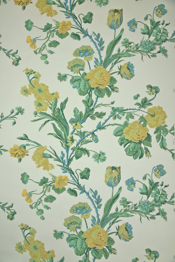 S Vintage Wallpaper Yellow Roses By Hannahstreasures On