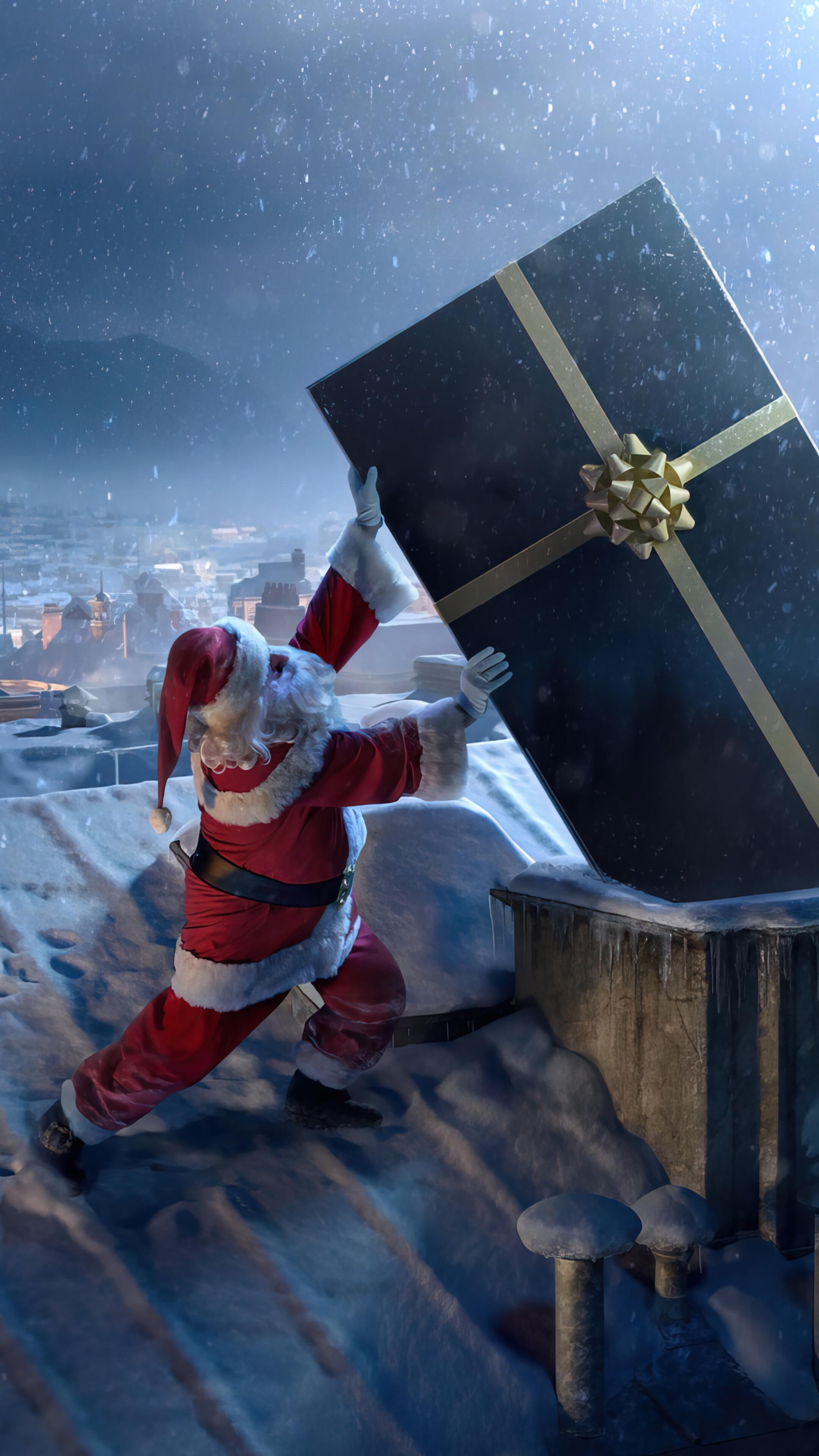 Santa Claus Gift Chimney Christmas 4k Wallpaper iPhone HD Phone 5710h