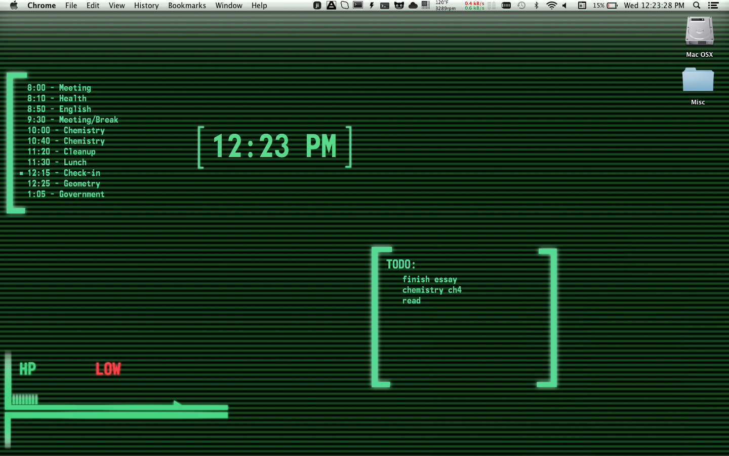 My Desktop Background Plete With Pip Boy Style Schedule Battery