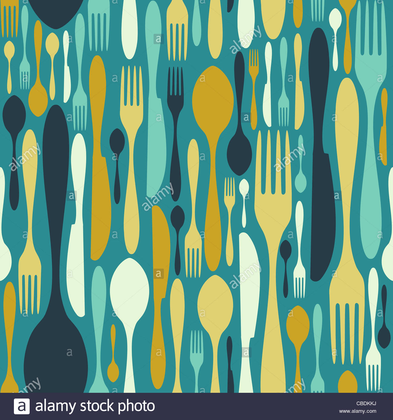 Cutlery Icons Seamless Pattern Background Fork Knife And Spoon