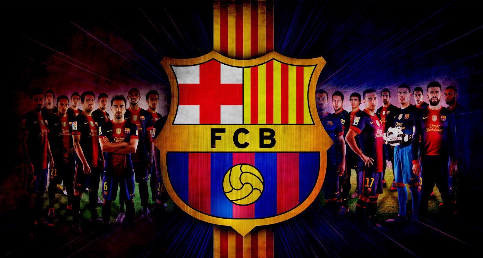 FC Barcelona Team Photo with Club Crest - 4k Wallpaper