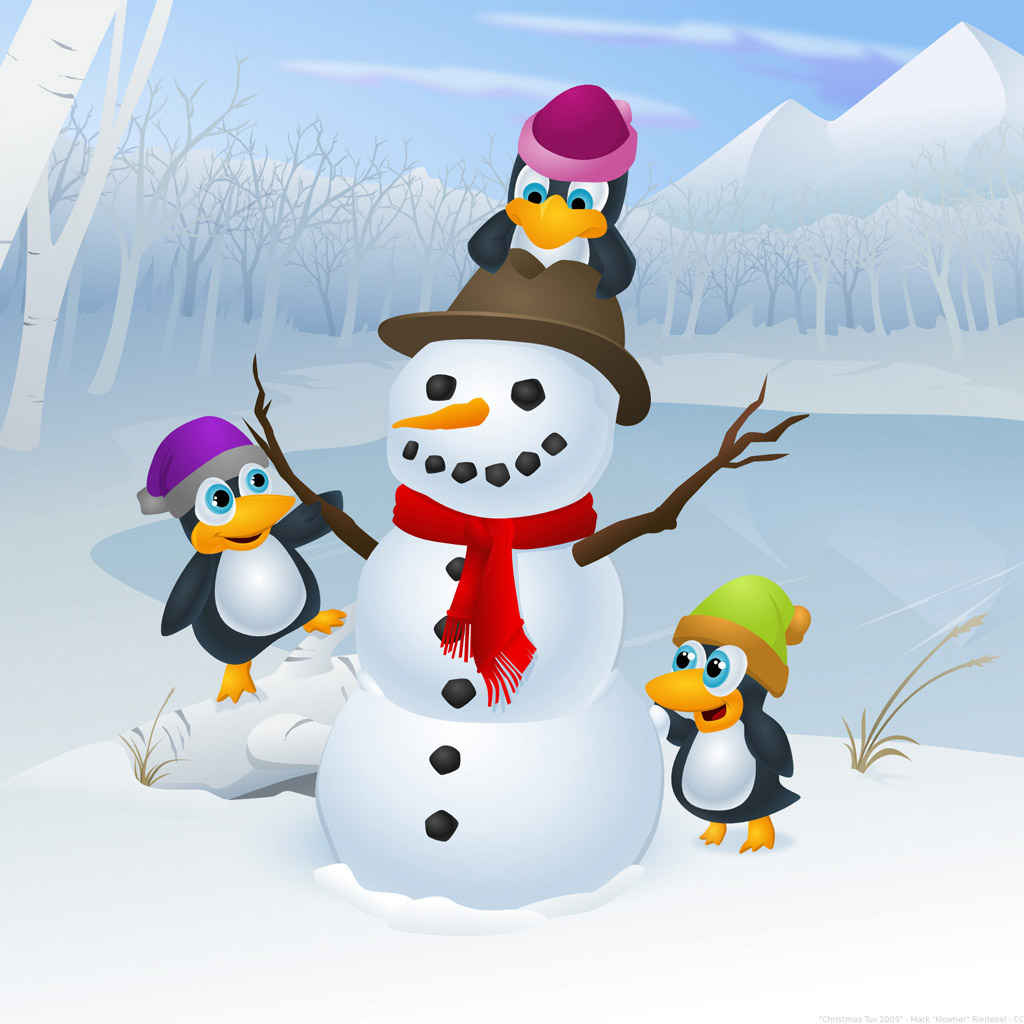 Snowman With Penguins Christmas iPad Wallpaper Wallpapercript