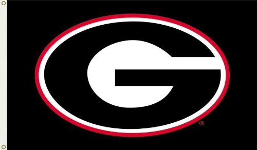 NCAA Georgia Bulldogs 3 by 5 Foot Flag G Logo with Black Background