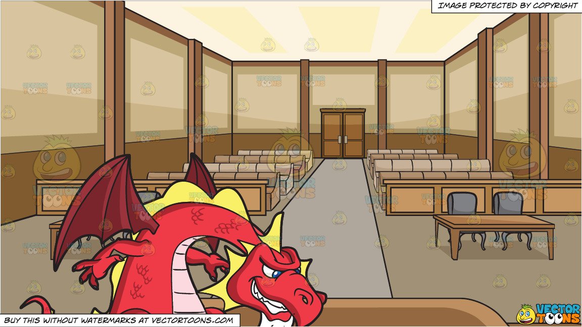 A Lucky Red Dragon And Inside Courtroom Background Clipart