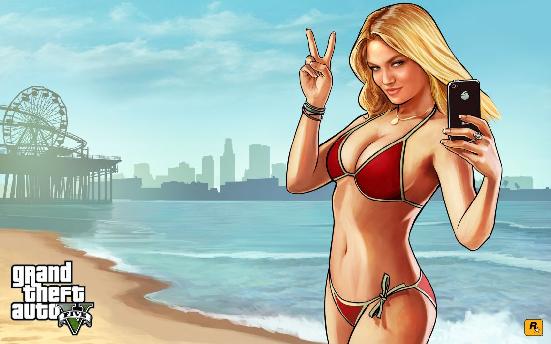 Grand Theft Auto GTA Bikini Blonde Beach women females girls