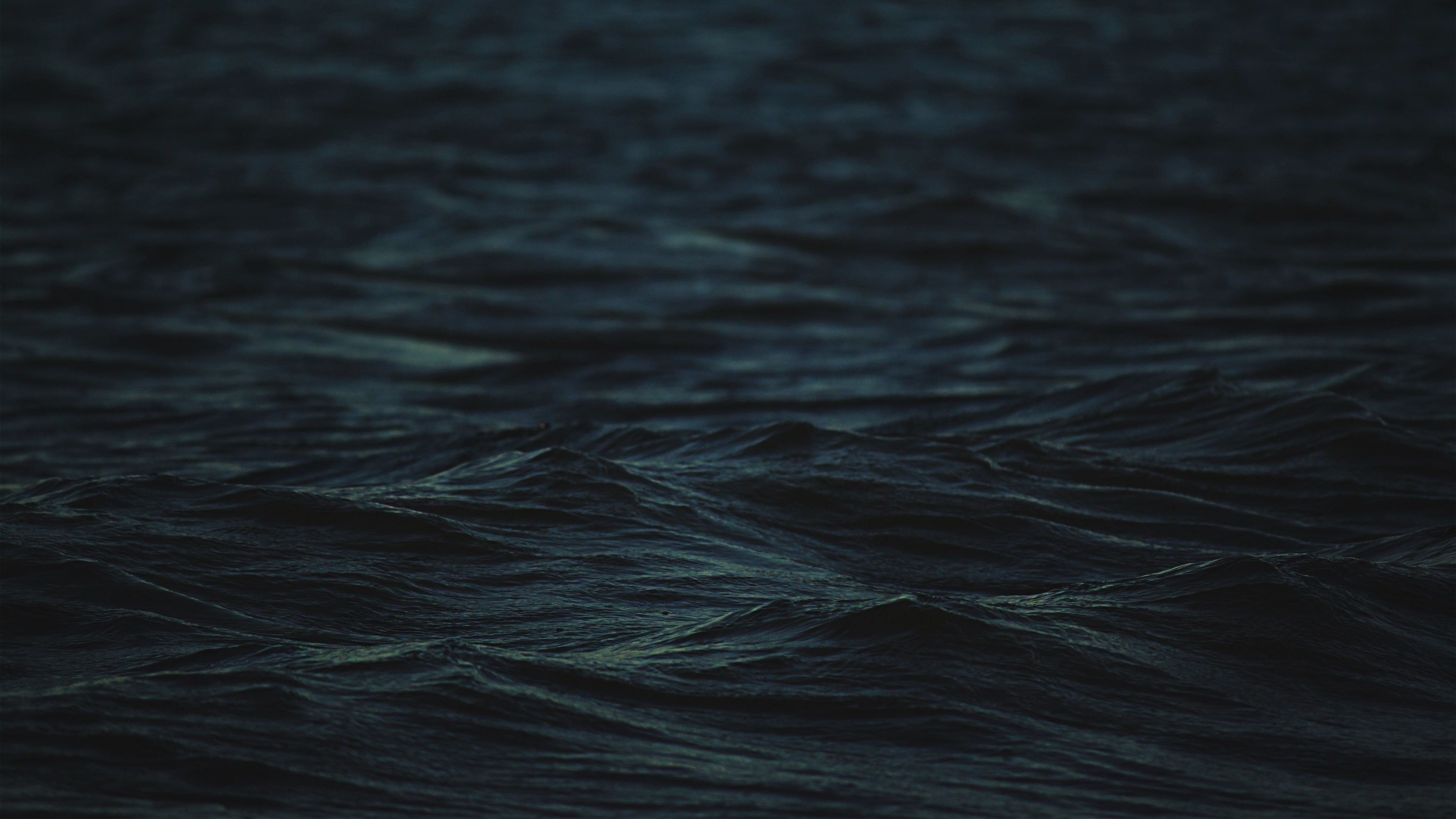 Calm Waters Simple Blue Dark Sea Waves Water Depth Of Field