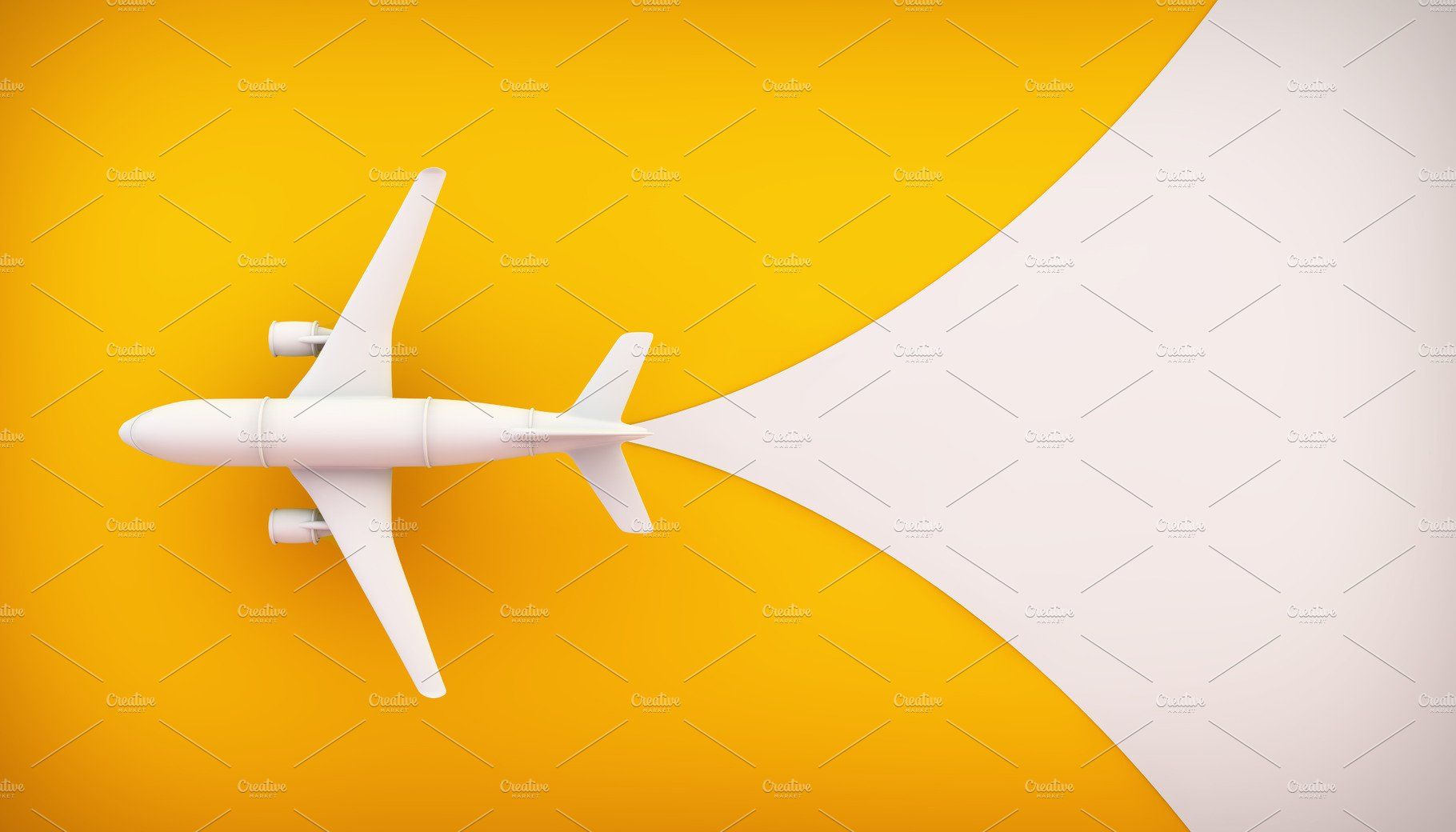 Airplane Trail Yellow Background Wallpaper