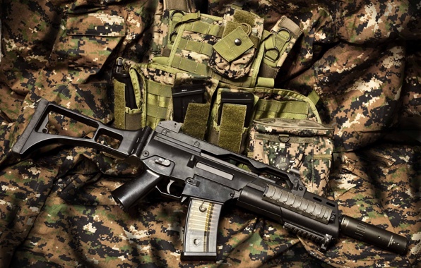 Hk G36c Assault Rifle Machine Gun Guns Camouflage Wallpaper