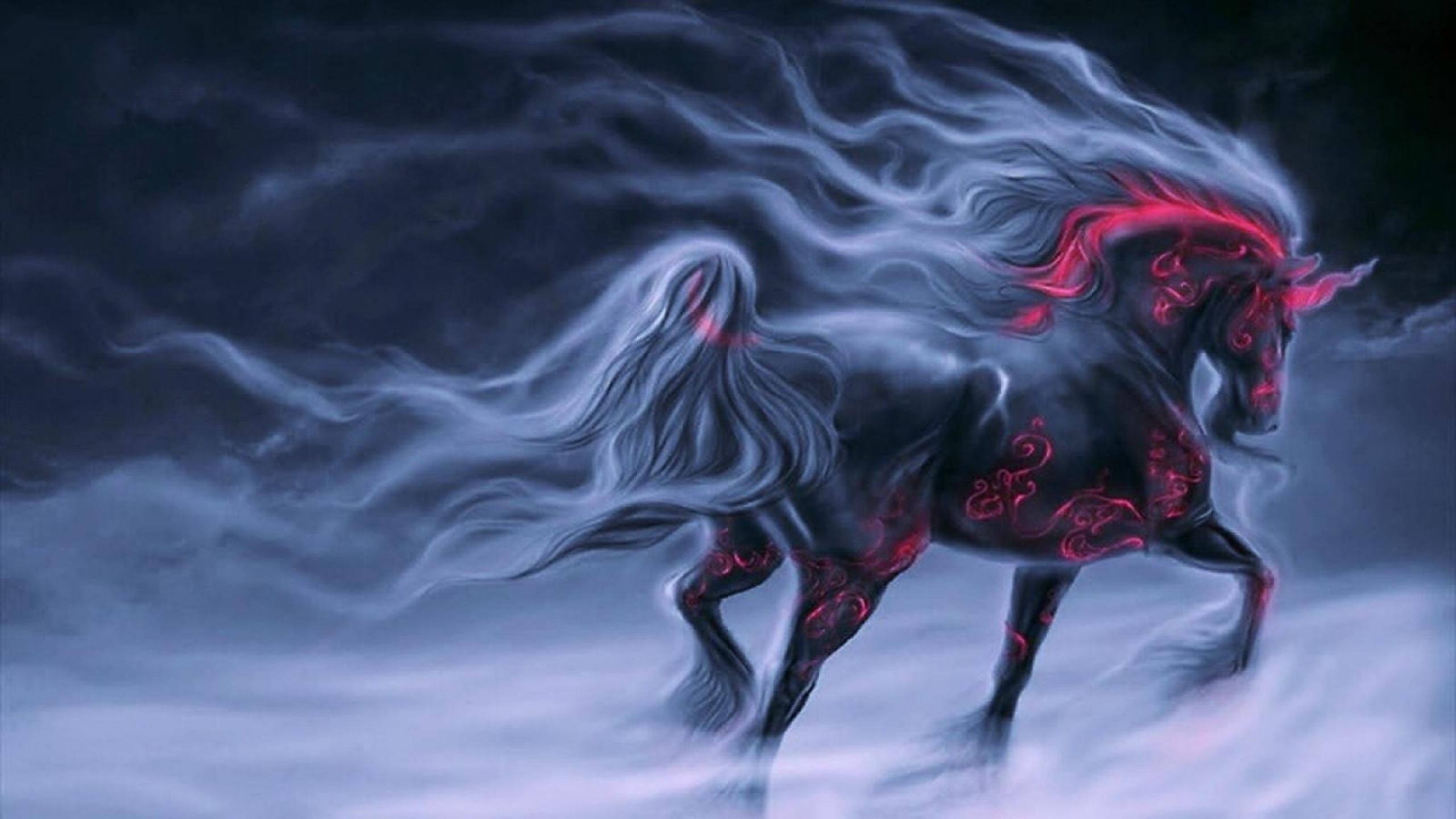 Dreamy Fantasy Black Unicorn Artwork Wallpaper HD