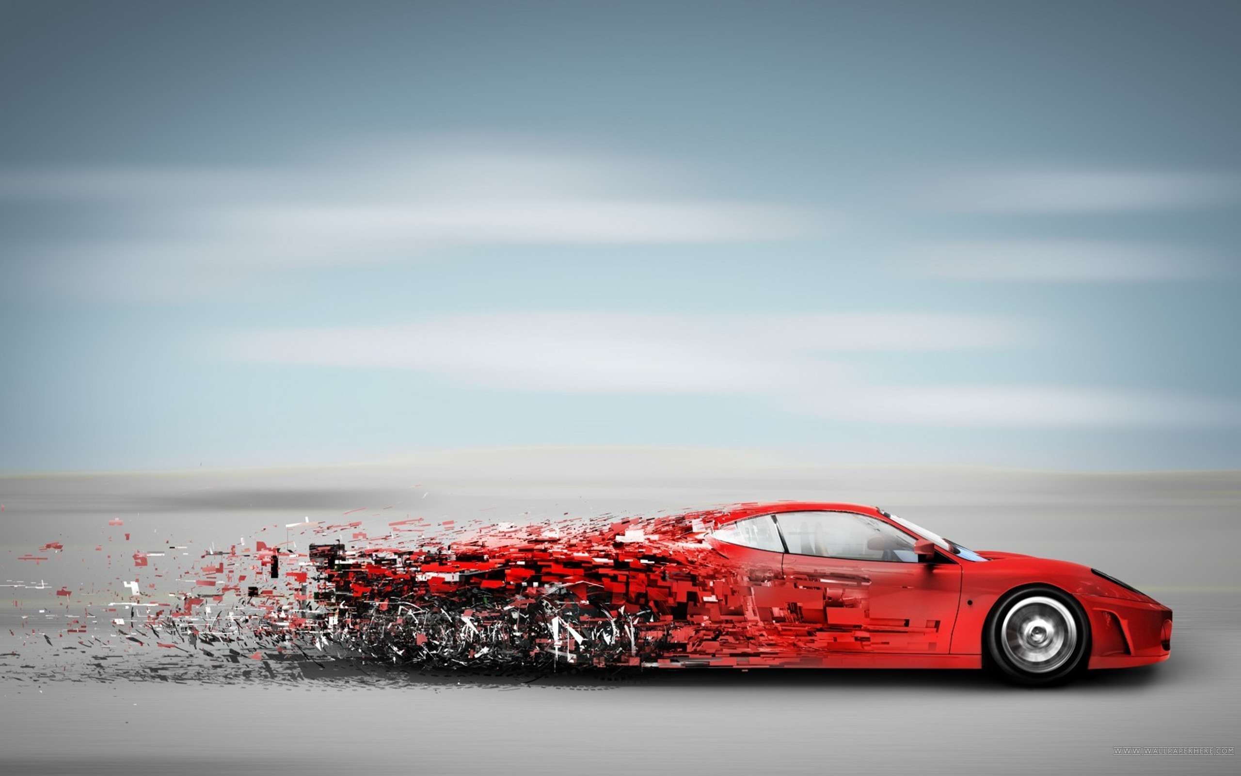 Of Digital Art Red Car Wallpaper HD