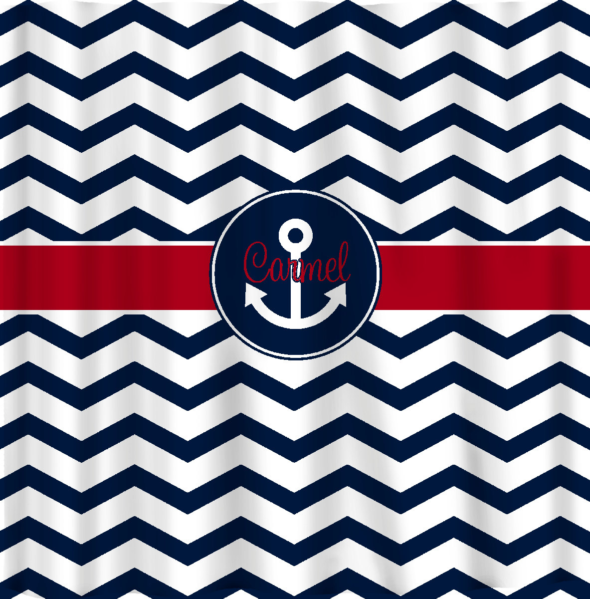 Custom Personalized Shower Curtain Chevron And Anchor By Redbeauty