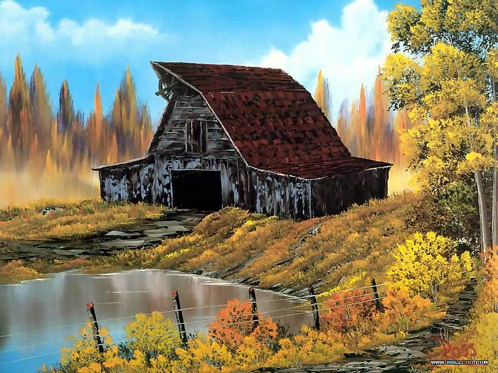 By Bob Ross Oil Paintings Rustic Barn