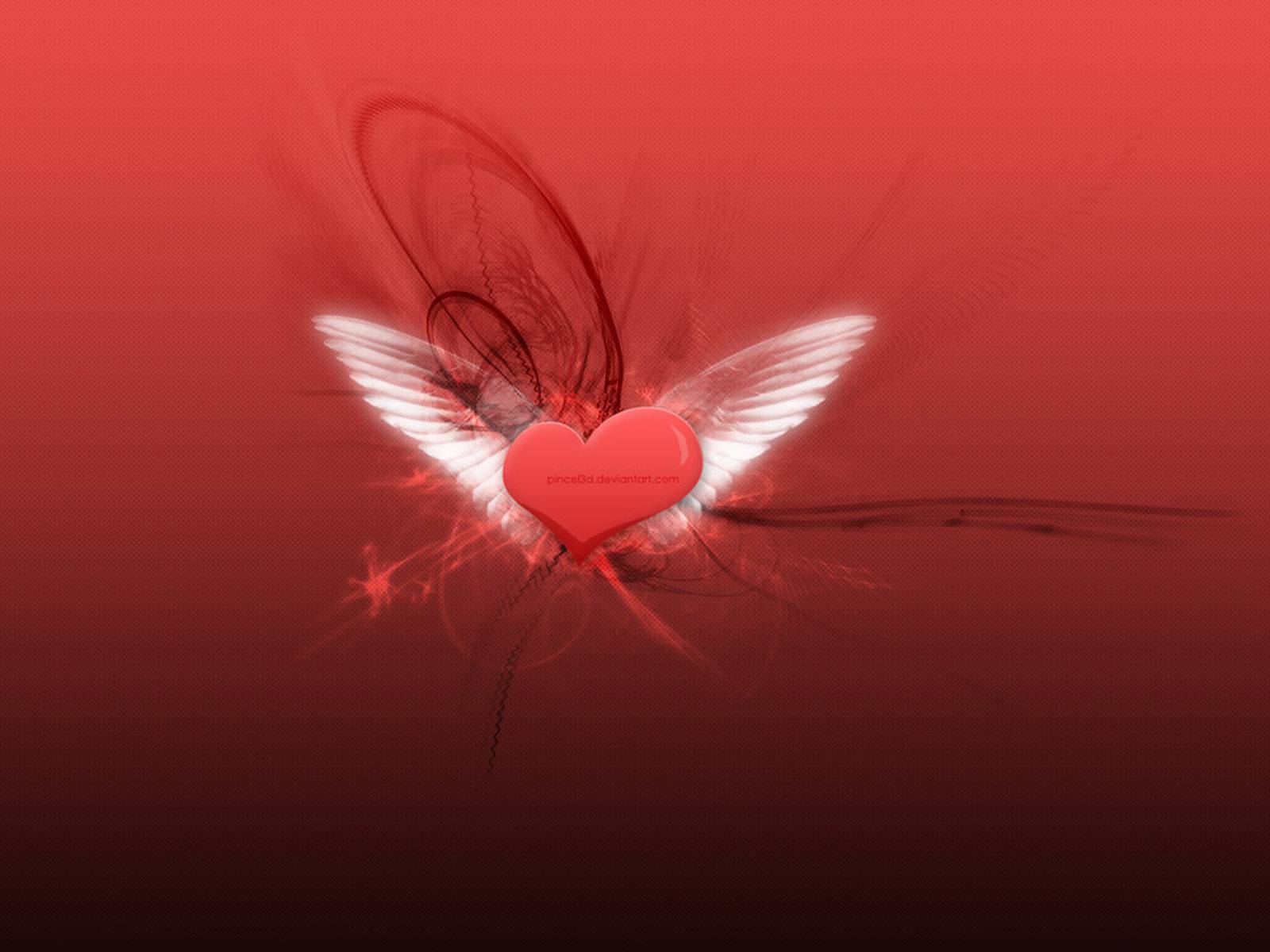 beautiful heart with wings   Love Wallpaper