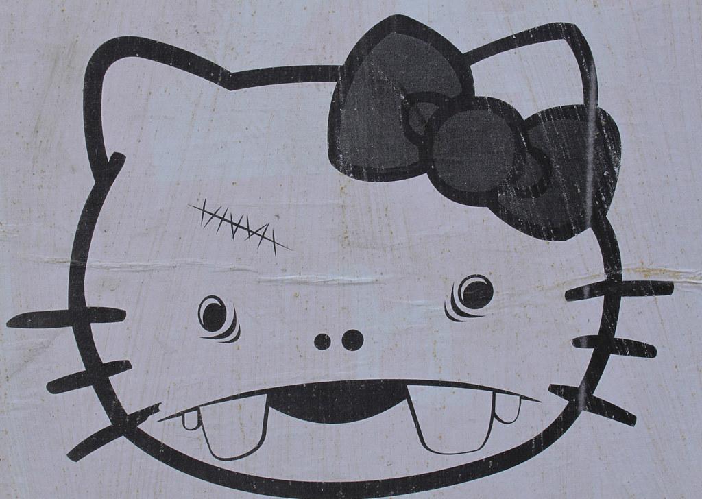 Evil Hello Kitty Found On A Newspaper Stand In Chinatown