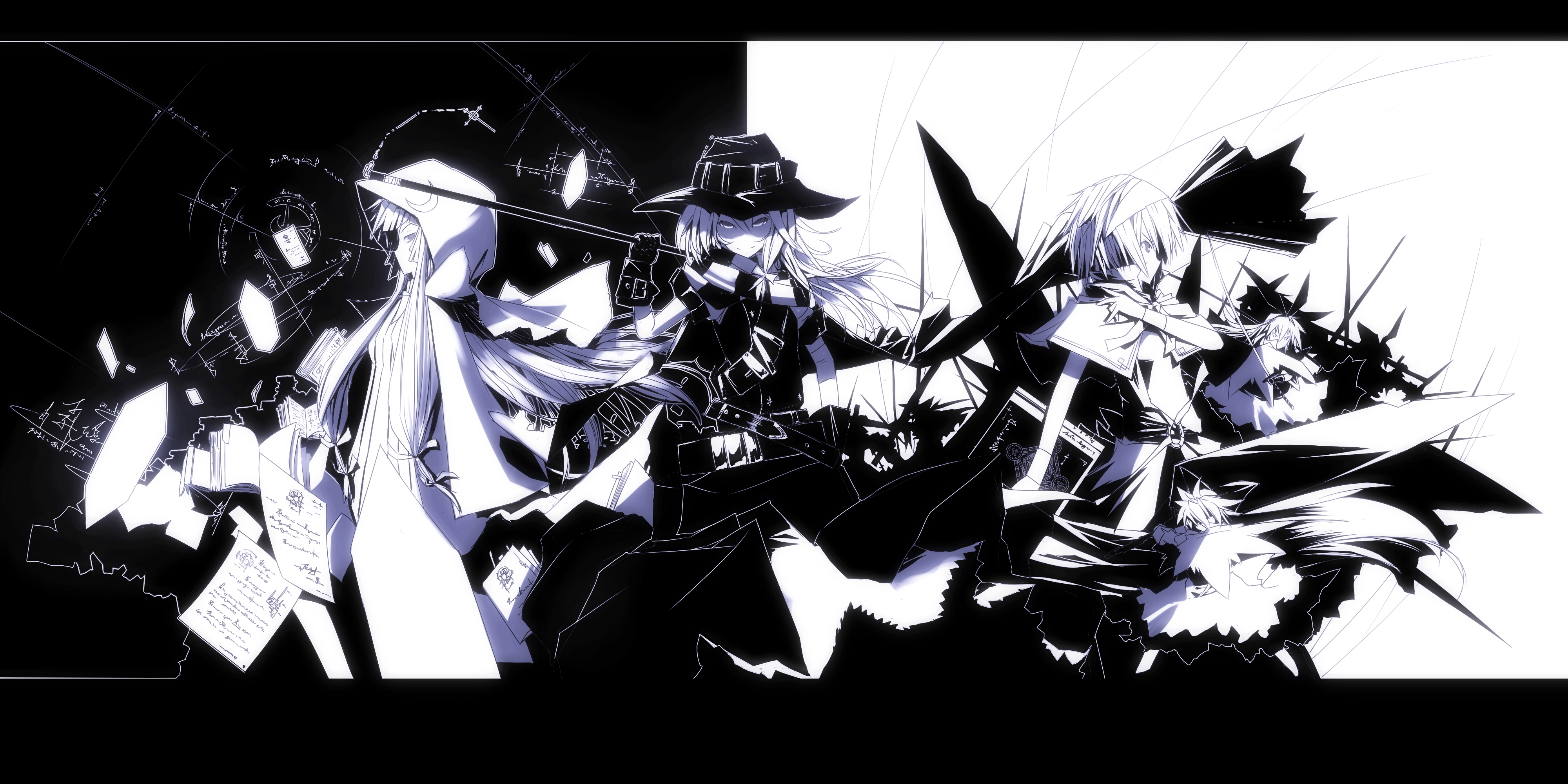 Marisa Monochrome Hoodies Anime Badass Hd Wallpaper Of Manga