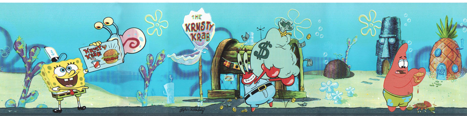 Patrick Spongebob Wall Border Krusty Krab Kids Room Wallpaper
