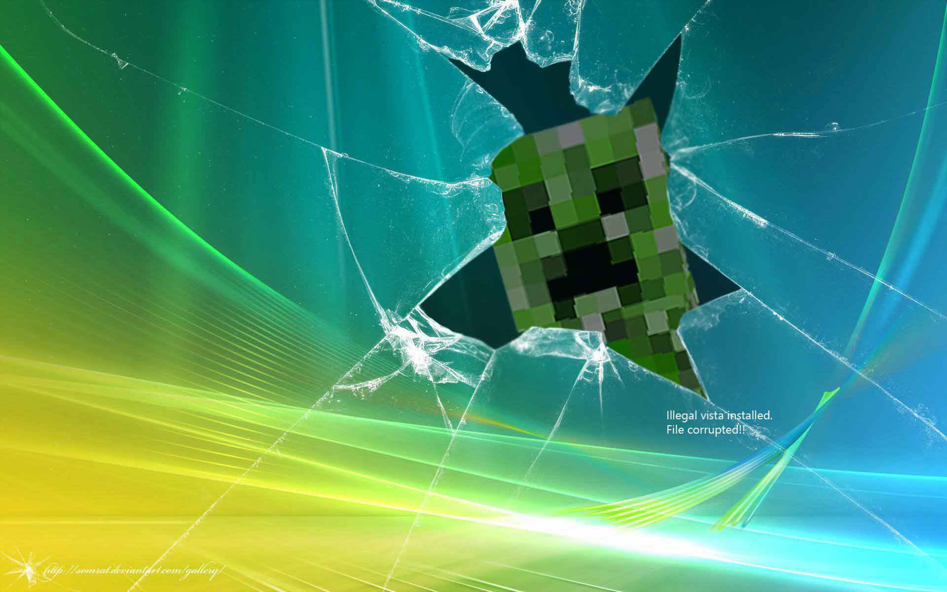 Minecraft Broken Window Game Wallpaper HD Widescreen A142