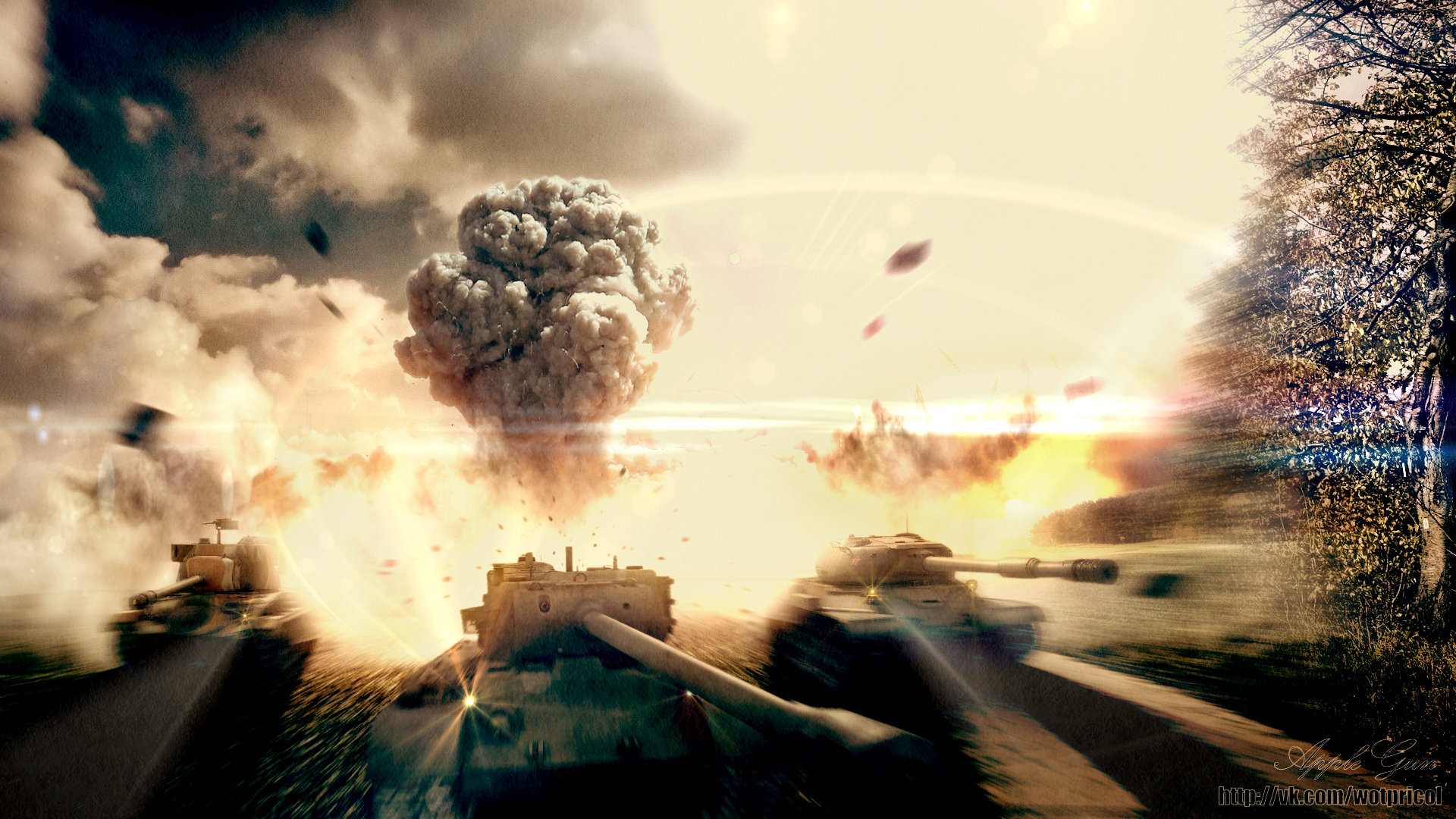 Explosion Tanks War Usa Game Wallpaper HD Background Desktop 3d