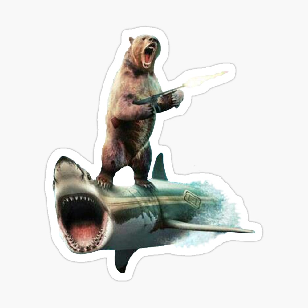 Bear Surfing On Shark Poster For Sale By Nowukkasmate